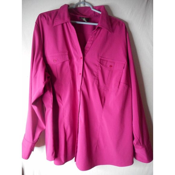 Lane Bryant Fuchsia Button front Blouse Size 26/28 - Picture 1 of 4